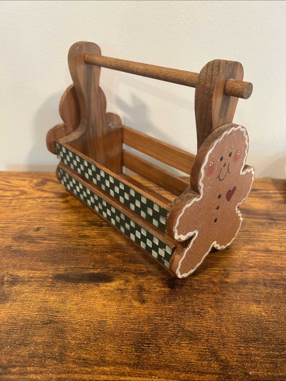 Rustic Gingerbread Wooden Caddy - Brown